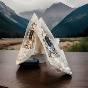 Jessica Rich So Fancy Shoes Women 40 / US 9 Snake Print Clear Gold Heel Designer